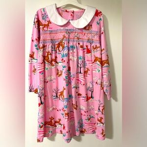 NWOT Girls Boutique Woodland Smocked Peter Pan Collar Dress